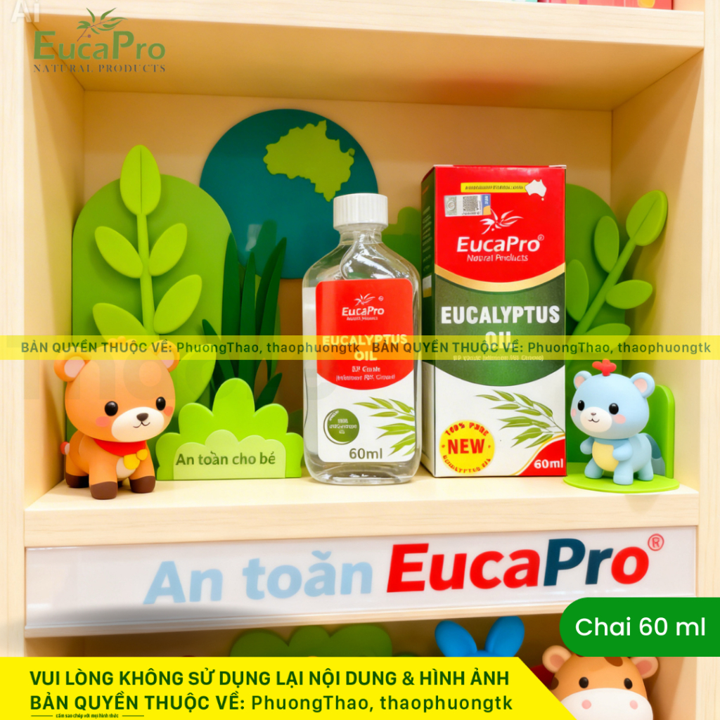 Tinh dầu khuynh diệp Eucapro / euky bear / Kangaroo 60 ml, tinh dầu tràm nguyên chất, dầu khuynh diệ