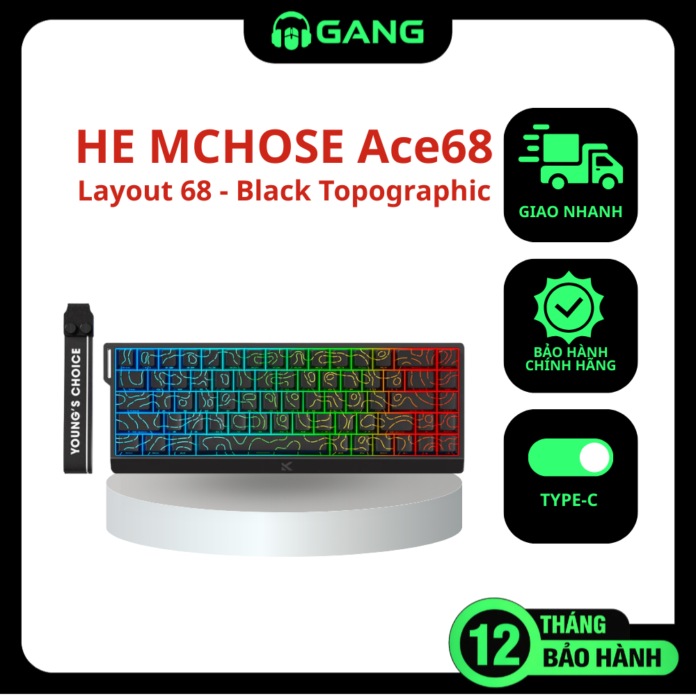 Bàn phím cơ HE MCHOSE Ace68 - Chính hãng - Layout 68 - Bảo Hành 12 Tháng | Gang Gear