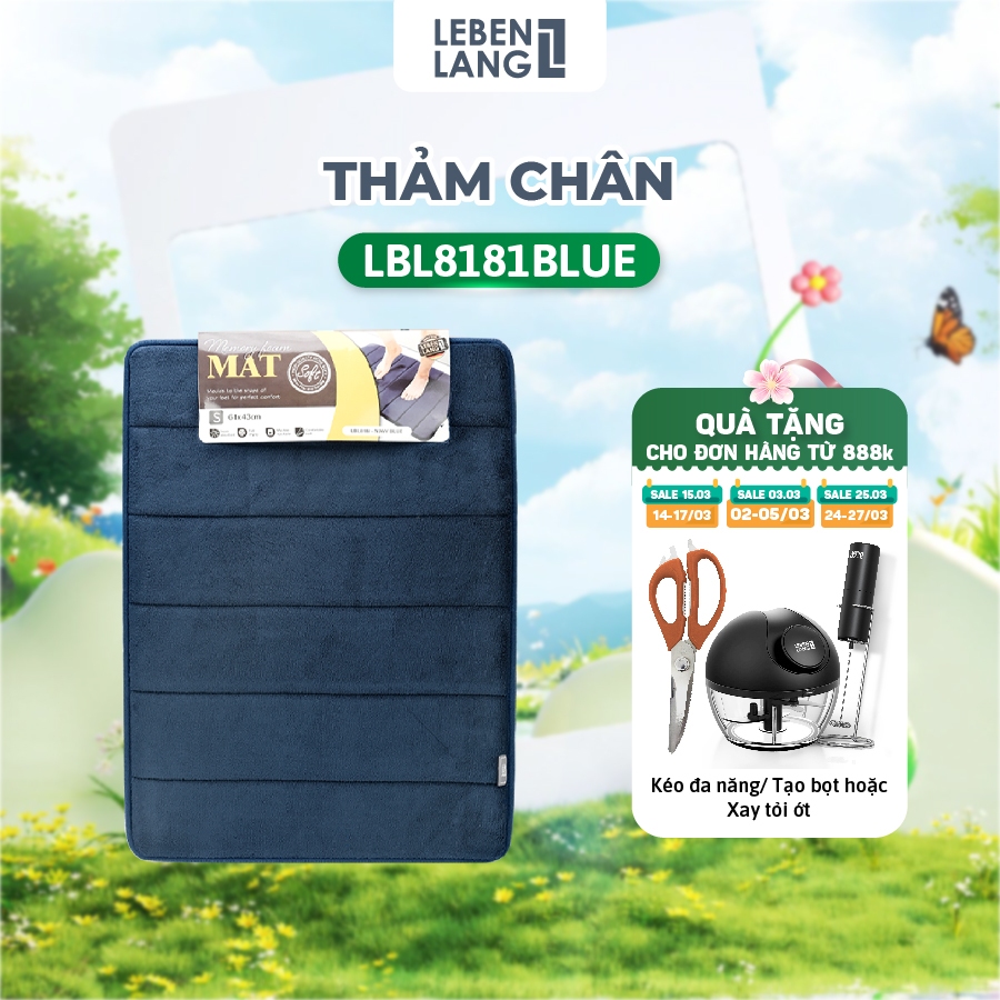 Thảm lau chân Lebenlang LBL8181, thấm hút nước đế cao su chống trơn trượt phòng tắm, thấm hút nhanh