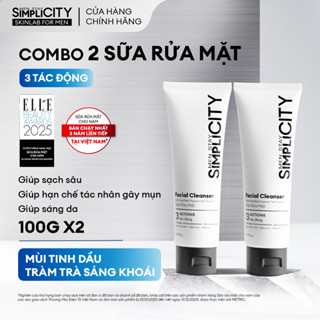 Combo 2 Sữa rửa mặt nam Men Stay Simplicity 3 tác động giúp sạch dầu nhờn, hỗ trợ ngừa mụn, sáng da 100gx2