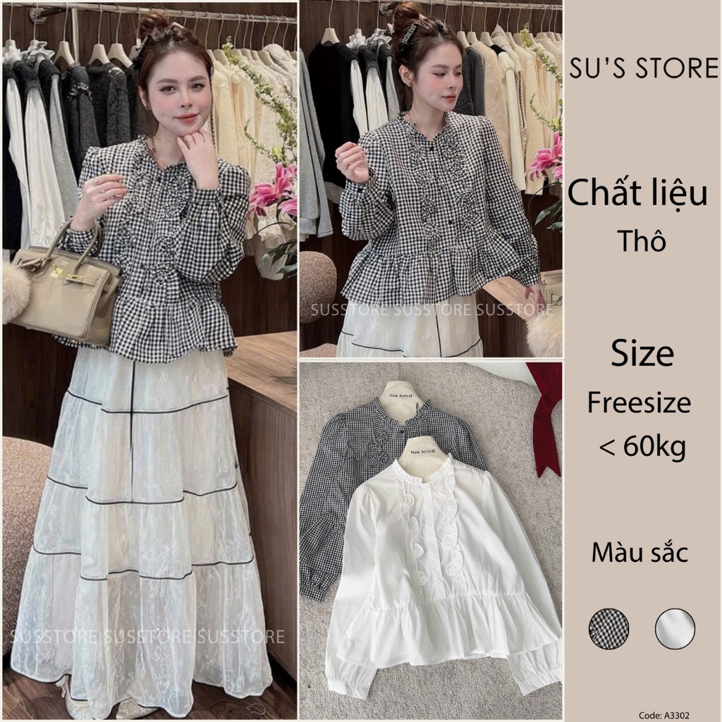 Áo Babydoll Thô Phối Bèo Dọc A3302 Su Chang Thời Trang Nữ