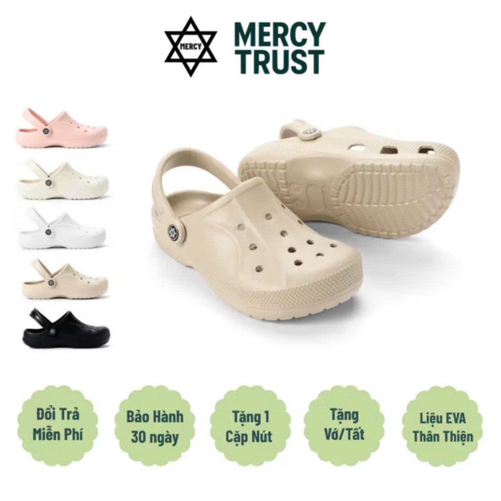 [Tặng Sticker Ngẫu Nhiên] Dép Sục MERCY TRUST BAZZA Classic Clog Chất Liệu EVA Êm Nhẹ Đúc Nguyên Khối Nam Nữ Size 35-43