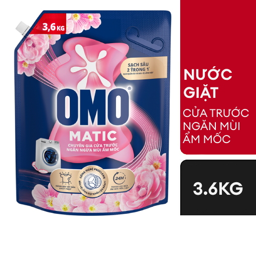 OMO Nước Giặt Matic Cho Máy Giặt Cửa Trước - Ngăn Ngừa Mùi Ẩm Mốc, Sạch Sâu, Thơm Lâu