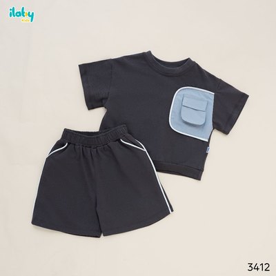 [ILABY 10-35kg] Bộ quần áo bé trai ILABY phối túi hộp năng động chất thun co giãn 4 chiều [3412]
