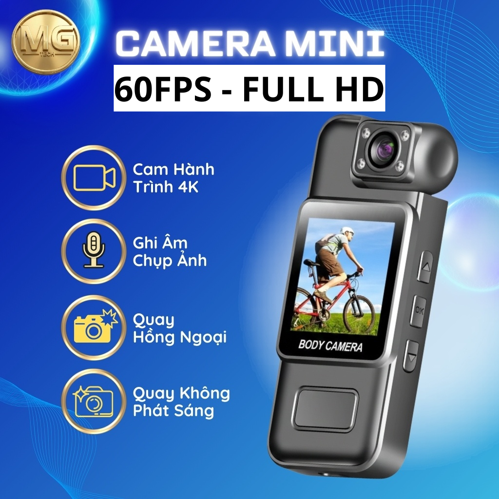 [Hot] Camera Hành Trình | Camera Vlog | Camera FullHD 60FPS, Xoay 180 Độ, Kết Nối APP, Có Màn Hình