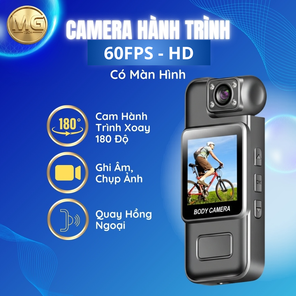 [Hỏa Tốc] Camera Hành Trình 60FPS | Cam Hành Trình Xoay 180 Độ, Ghi Âm, Chụp Ảnh, Quay Hồng Ngoại