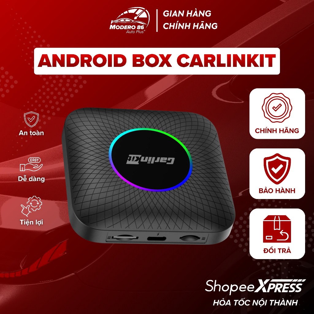 Android Box Carlinkit Ambient Led, Kết Nối Carplay Trực Tuyến Tbox QCM6225, SDM660, RAM 8GB