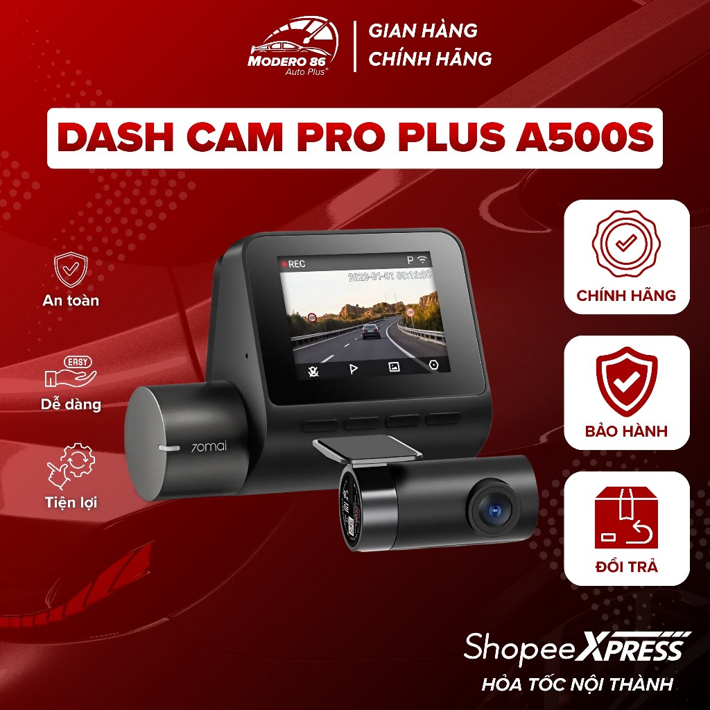 Camera Hành Trình 70mai Dash Cam Pro Plus A500S Bản Quốc Tế 2K GPS Có cổng tích hợp camera sau RC11