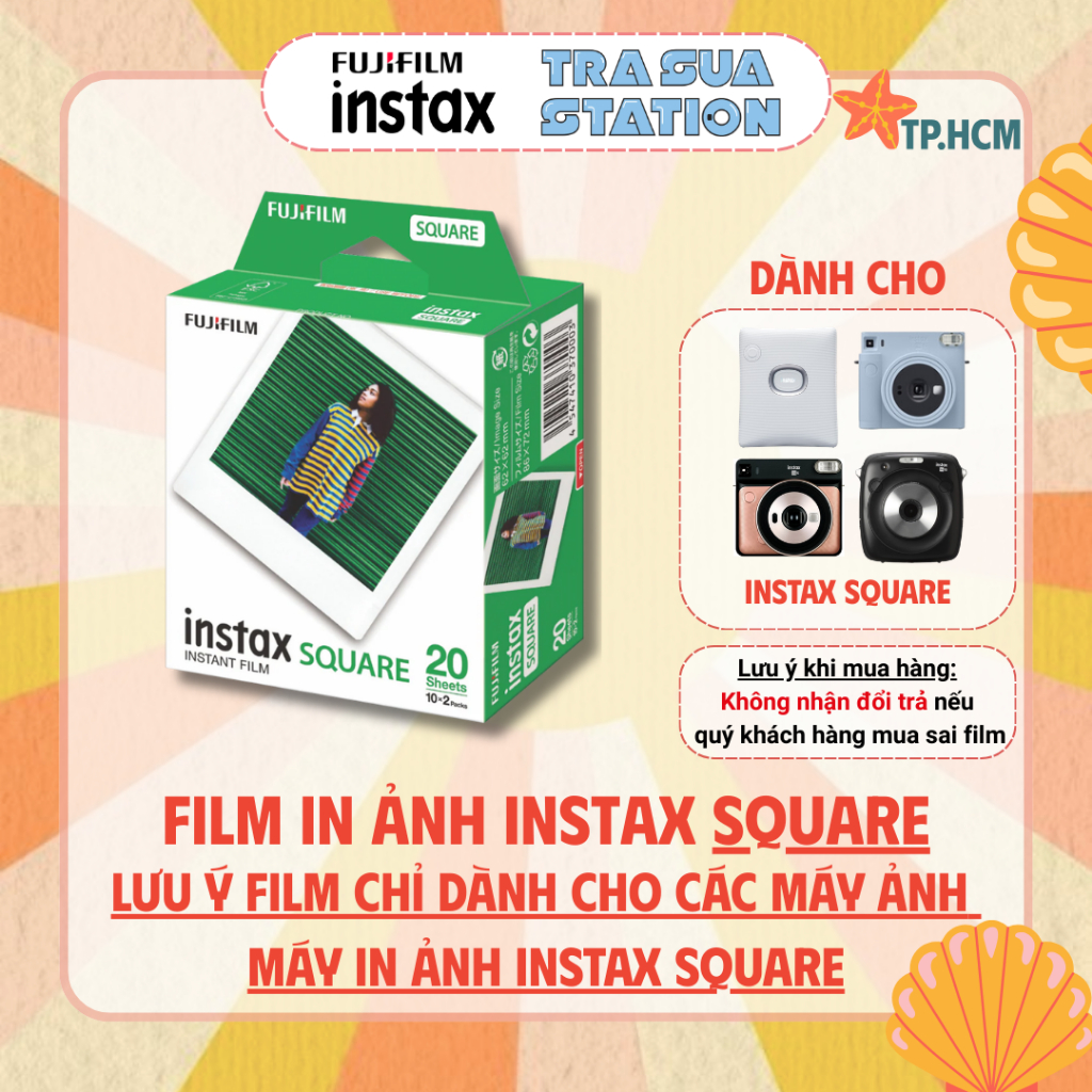 Film Instax SQUARE Fujifilm - Viền Trắng - Hạn dùng xa - Film vuông chụp ảnh lấy liền Fujifilm Insta