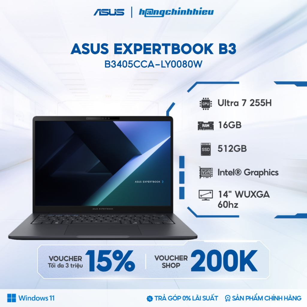 Laptop ASUS ExpertBook B3 B3405CCA-LY0080W  Chip Ultra 7 255H / RAM 16GB / SSD 512GB / 14' WUXGA