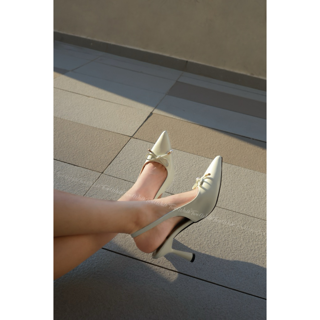 TWOWALK: Merry ( Chuẩn size) - Giày Nữ Cao Gót Mũi Nhọn Slingback Da Microfiber Cao Cấp - 8cm