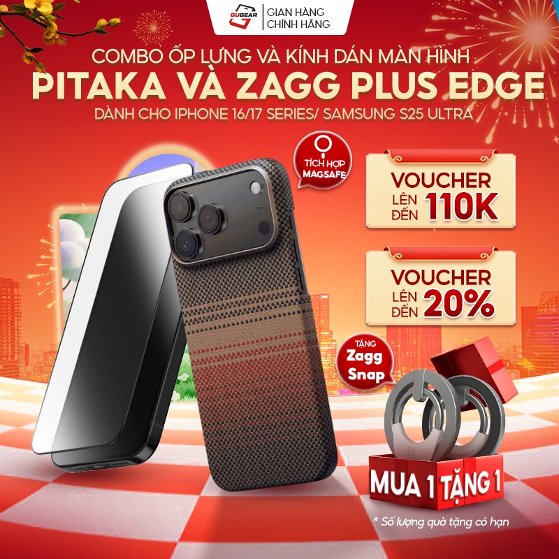 [Samsung S25 Ultra/ S26 Ultra] Combo Ốp lưng PITAKA và kính dán màn hình ZAGG Plus Edge
