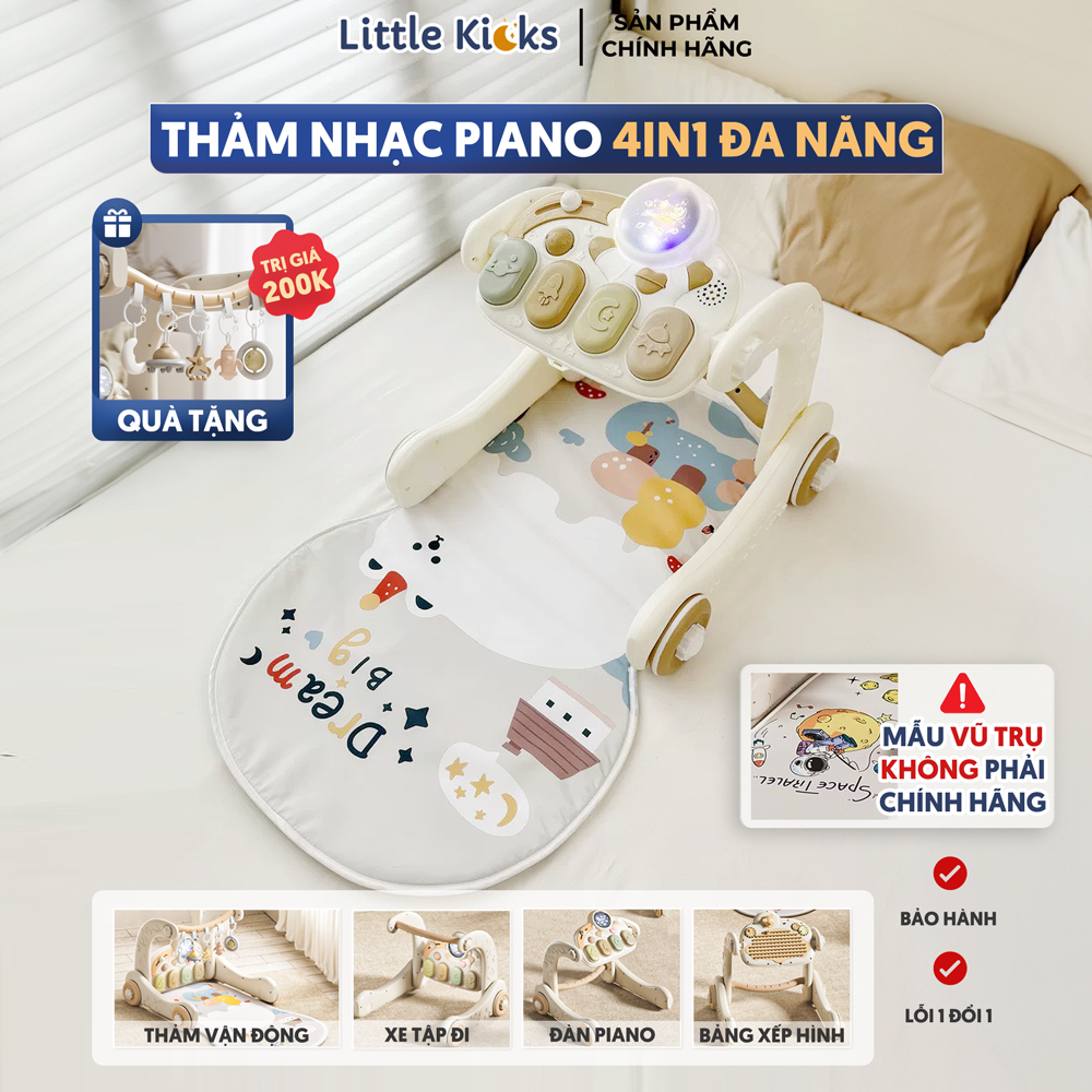 Thảm Nhạc Piano 4in1 Little Kicks Kiêm Xe Đẩy Tập Đi Đa Năng (Kèm Lục Lạc, Lego Xếp Hình)