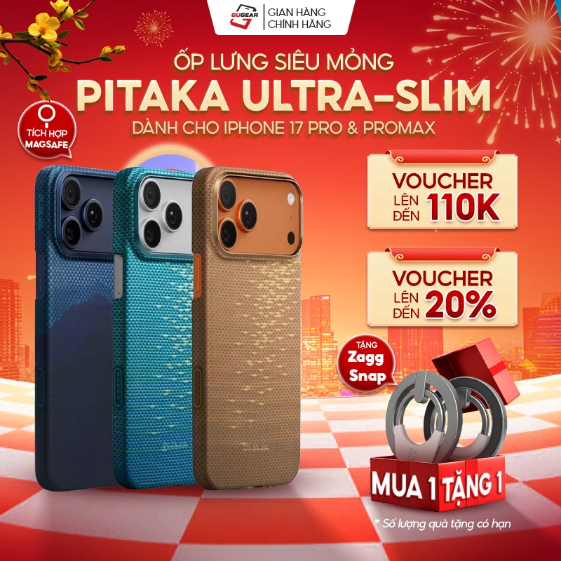 [iPhone 17 Pro/Pro Max] Ốp Lưng PITAKA Ultra-Slim Phiên Bản Glints of Gold & Horizon Mỏng Nhẹ, Cao C