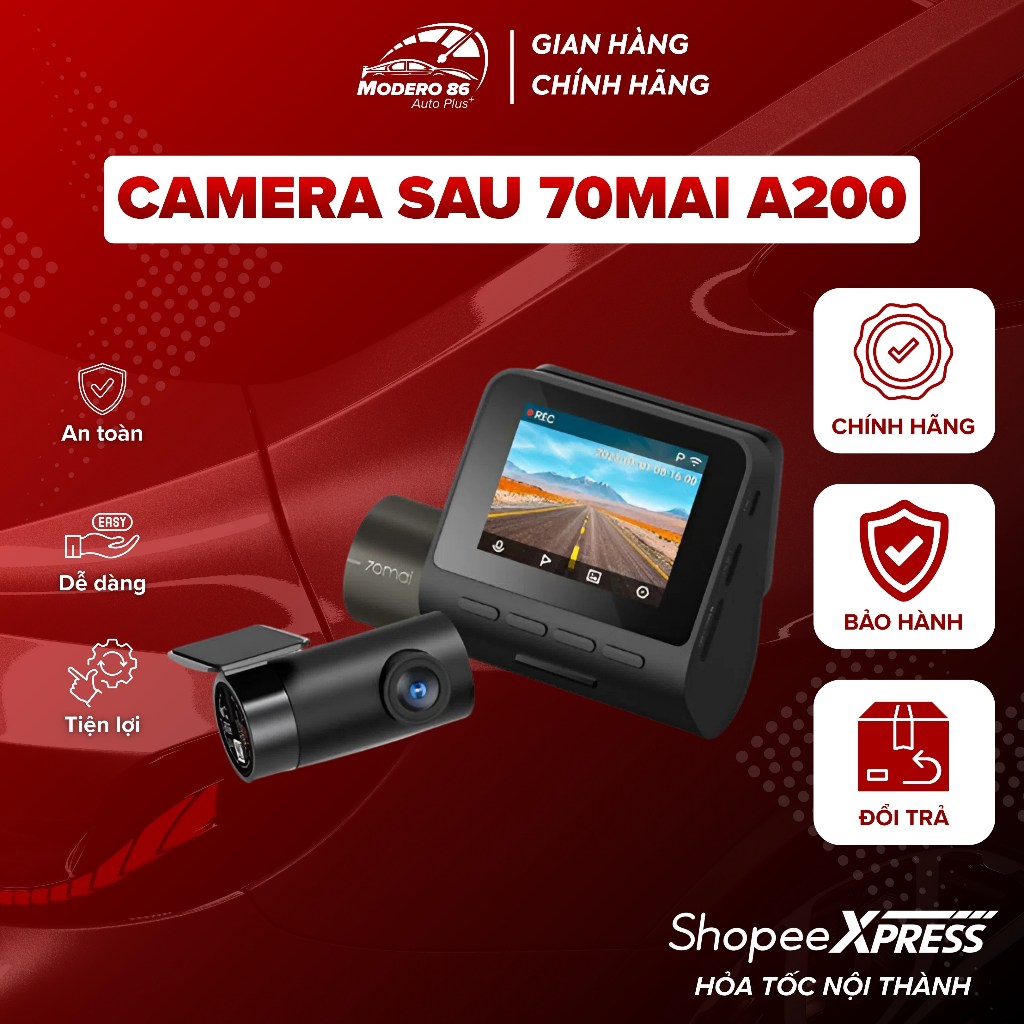 Camera sau 70mai A200 Bản Quốc tế Full HD 1080P hàng chính hãng Camera hành trình Xiaomi 70mai A200