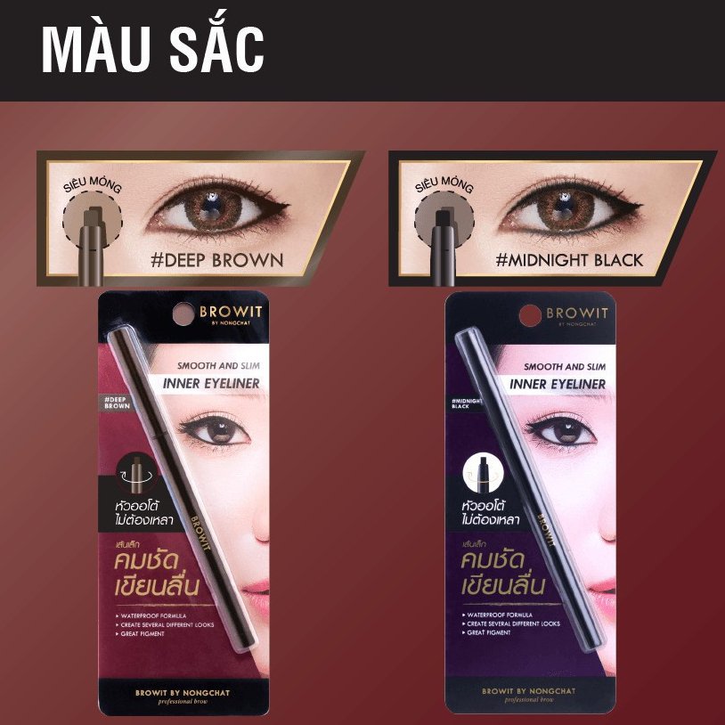 [Tem Phụ] Bút Kẻ Viền Mắt Trong Smooth & Slim Inner Eyeliner Browit By NongChat Không Trôi Không Lem