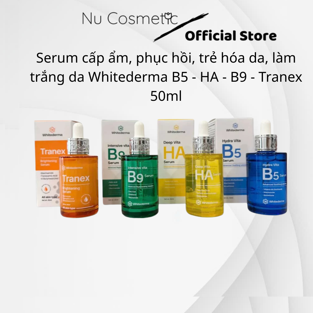 Serum cấp ẩm, phục hồi, trẻ hóa da, làm trắng da Whitederma B5 - HA - B9 - Tranex 50ml