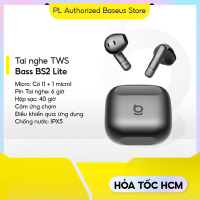 Tai nghe Bluetooth True Wireless Baseus Bass BS2 Lite 40H | chống nước IPX5 | Chống ồn ENC