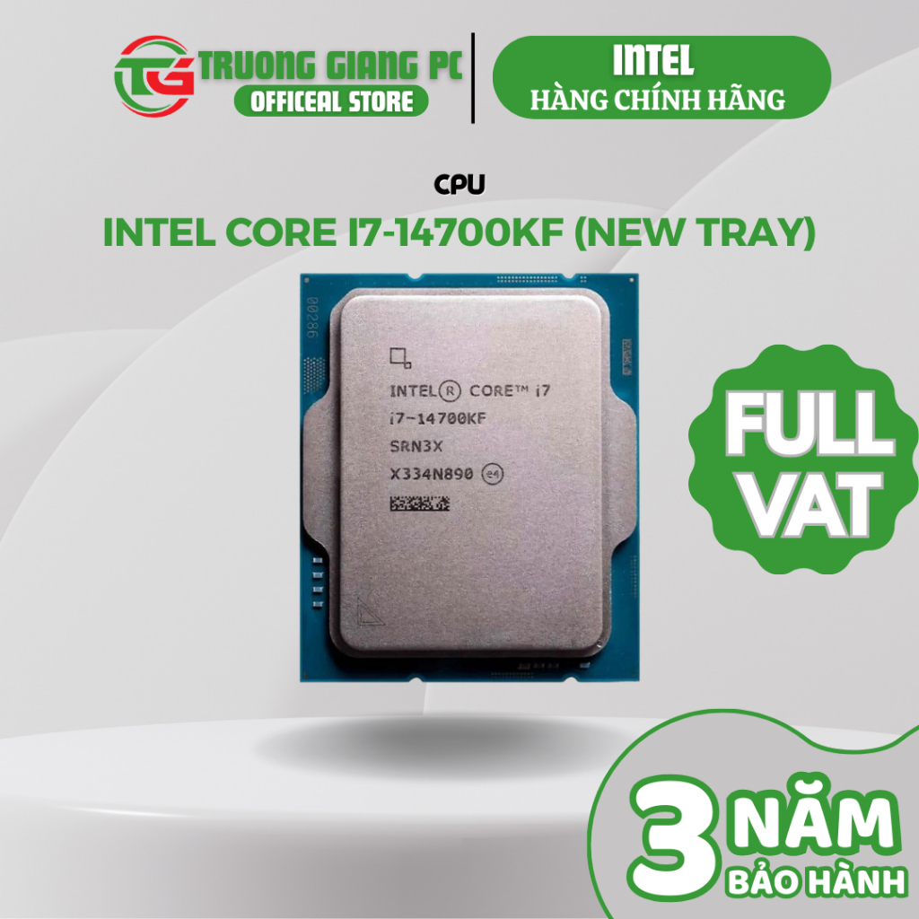 [SẢN PHẨM FULL VAT] CPU Intel Core i7 14700KF – New Tray (Chưa Gồm Fan) BẢO HÀNH CHÍNH HÃNG 36 THÁNG