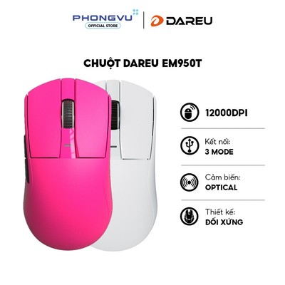 Chuột Gaming không dây DareU EM950T - Triple Mode - Cảm biến AIM-WL - 12000 DPI - Bảo hành 24 tháng