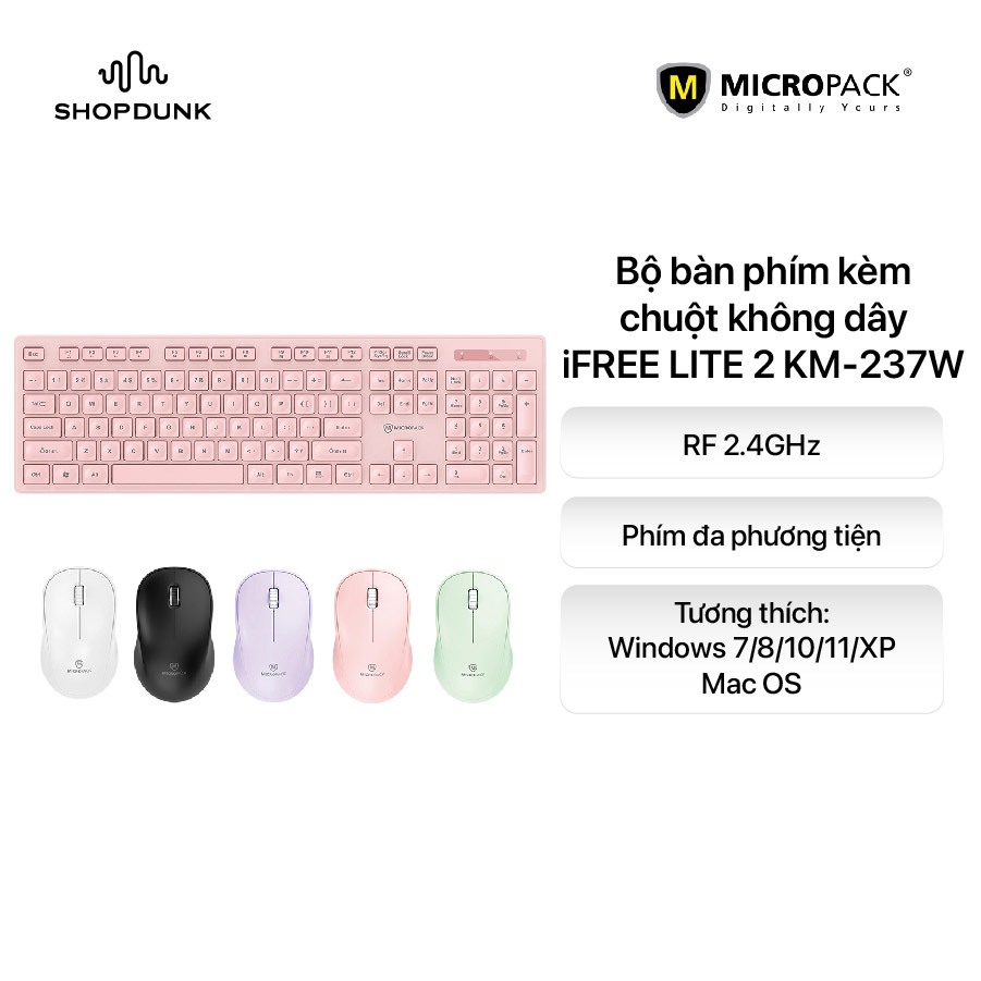 Bộ bàn phím kèm chuột không dây MicroPack iFREE LITE 2 KM-237W