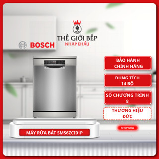 Bosch SMS6ZCI01P Series 6 – Máy Rửa Bát Độc Lập 14 Bộ, Sấy Zeolith, 8 Chương Trình Thông Minh