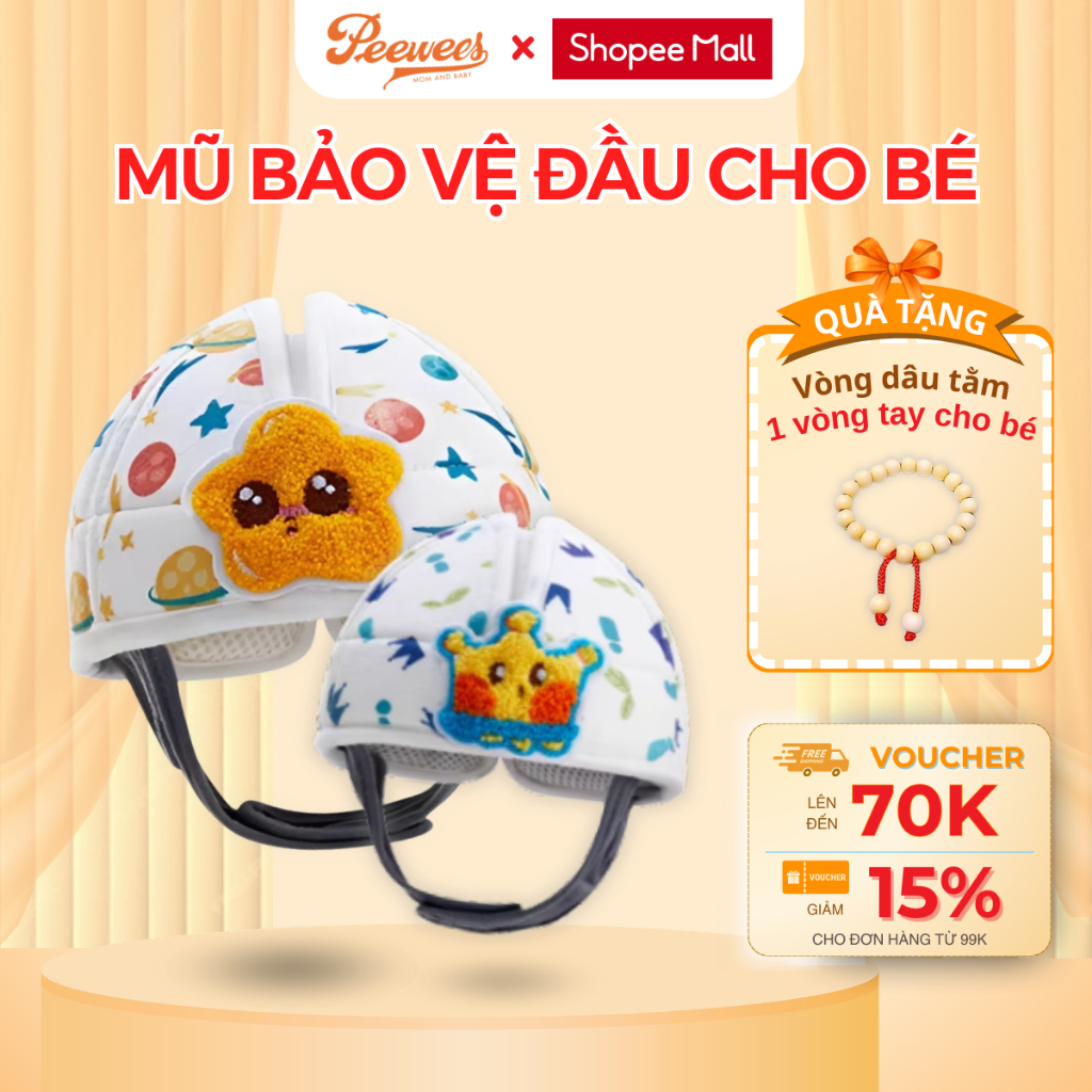 Mũ Bảo Hiểm Cho Bé Tập Đi Peewees Siêu Nhẹ, Giúp Giảm Chấn, Bảo Vệ Đầu Toàn Diện Cho Bé Từ 3 - 36 Tháng Tuổi