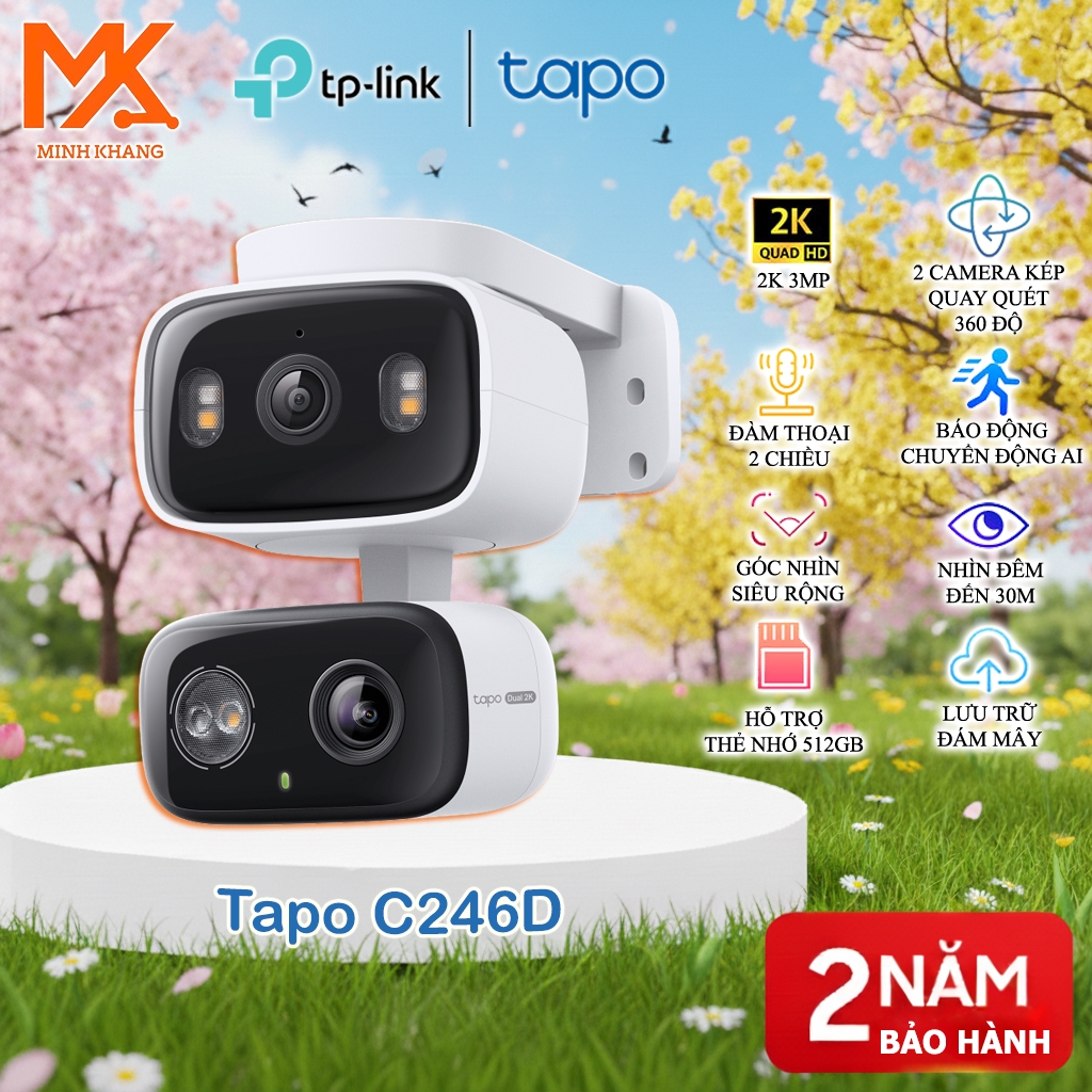 [TP-Link] Tapo C246D 6M– Camera An Ninh Wi-Fi Quay Quét Hai Ống Kính | Trong Nhà & Ngoài Trời | Hình