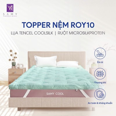 Topper Nệm Dày Cao Cấp Royal 10 SAMY BEDDING Mềm Mại Chất Liệu Vải Lụa Tencel Cực Mát