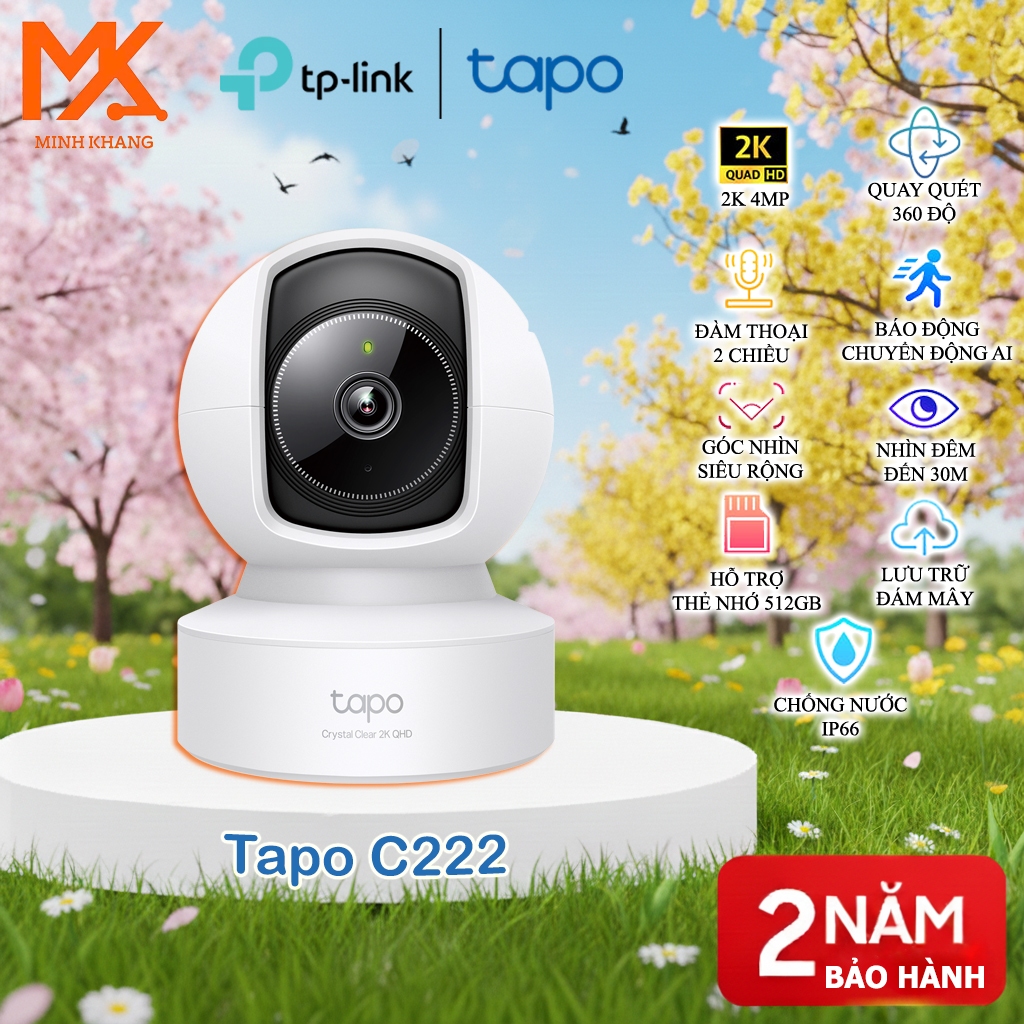 [TAPO Chính Hãng] Tapo C222 – Camera AI Wi-Fi An Ninh Gia Đình Quay Quét 2K | Theo Dõi Thông Minh, B