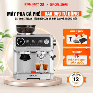 [HCM-Có VAT] Máy Pha Cafe, Máy Pha Cà Phê BAA 868 Tự Động, BAA 969 Công Suất 120-150 Ly - Kinh Doanh Quán Cà Phê Nhỏ