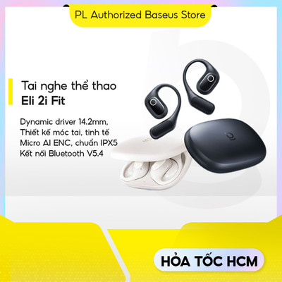 Tai nghe thể thao Baseus Eli 2i Fit Bluetooth 6.0 |  AI ENC | IPX5 | Spatial Audio | Chỉ 8.8g