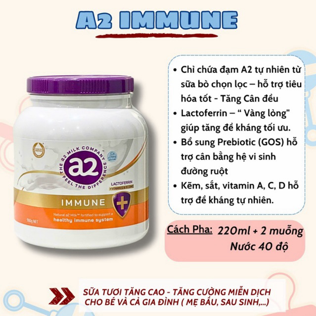 [  KÈM QUÀ ]Sữa tươi A2 Immune- Tăng Cao & Tăng Đề Kháng cho bé và Người lớn