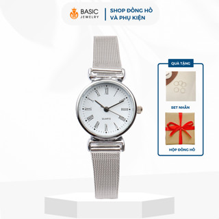 Đồng hồ thời trang nữ mặt tròn nhỏ dây kim loại MONO bạc Basic Jewelry size 22mm DH07