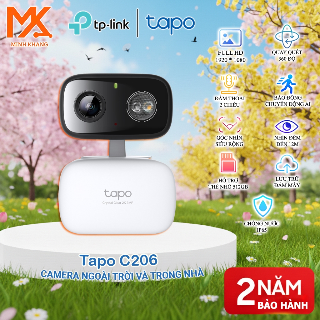 [Camera Tapo Chính Hãng]Camera AI Wi-Fi An Ninh Trong Nhà/Ngoài Trời – C206  2M/ C216  3M/ C246D 6M–