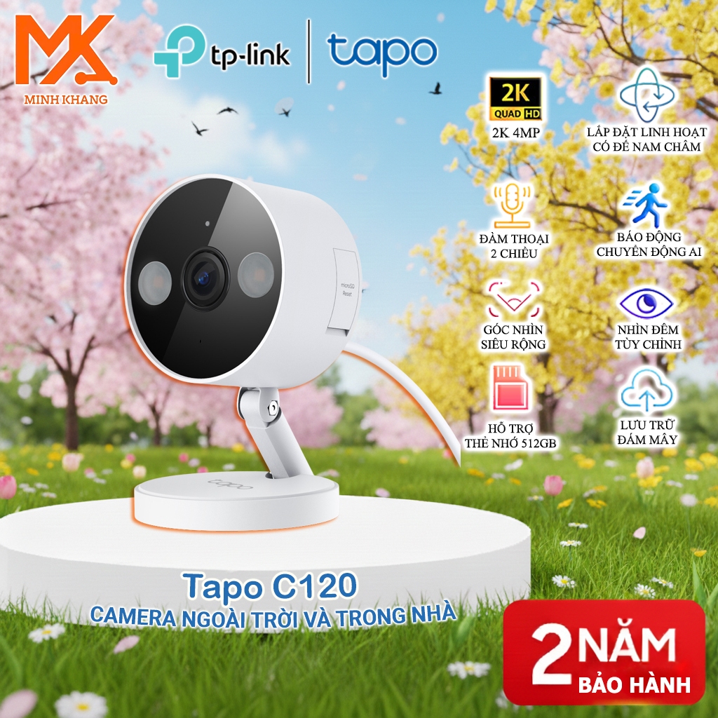 [ TAPO CHÍNH HÃNG] Camera Wi-Fi An Ninh Tapo C120 / C125 – Trong Nhà & Ngoài Trời, AI Thông Minh, Cả