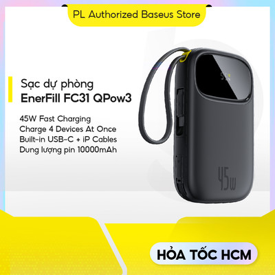 Sạc Dự Phòng Baseus EnerFill FC31 QPow 3 45W 10000mAh cáp đôi Type-C