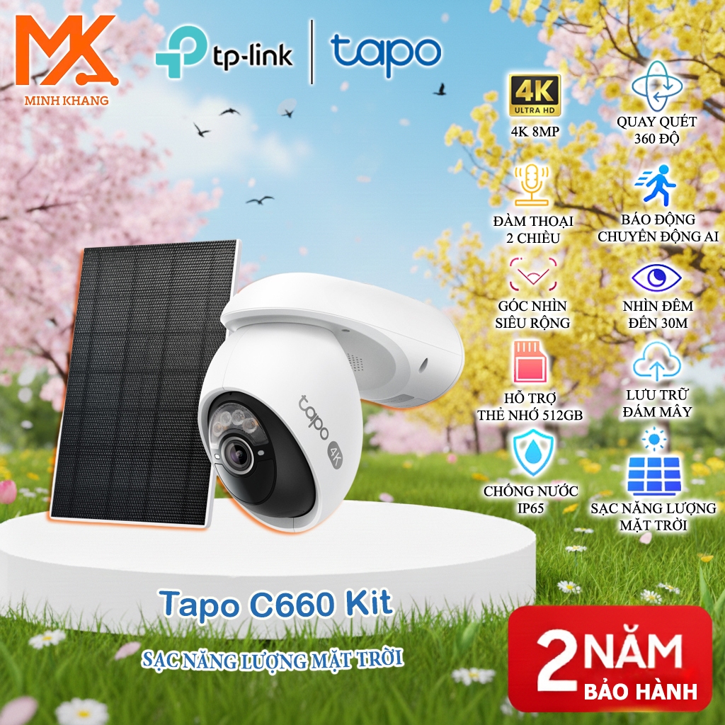 Tapo C660 KIT | Camera AI 4K An Ninh Ngoài Trời – Quay Quét 360°, Năng Lượng Mặt Trời, Cảnh Báo Chín