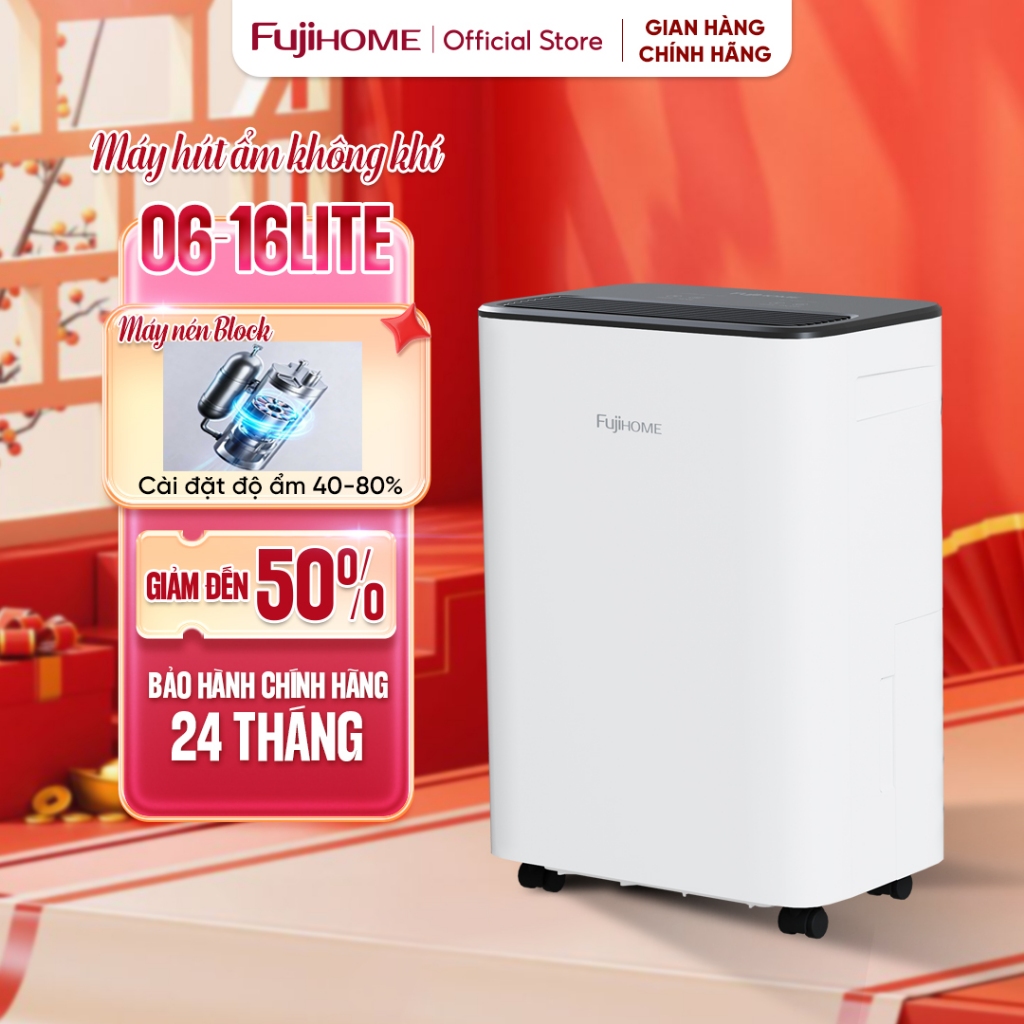Máy hút ẩm không khí 10-30m2 FUJIHOME công suất 6L-16L/ngày lọc không khí nhập khẩu phòng khách , phòng ngủ đa năng