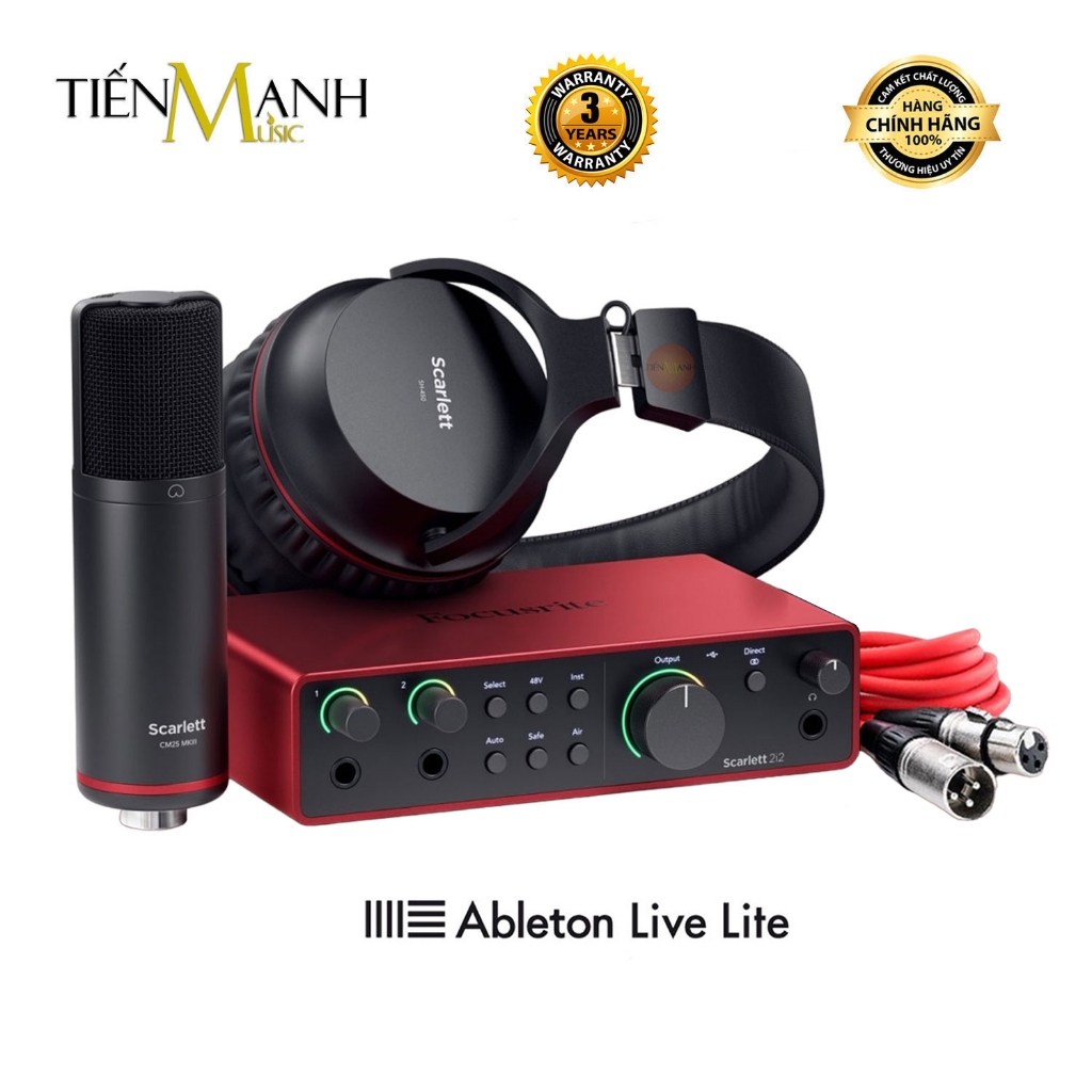 [Chính Hãng, BH 3 Năm] Full Bộ Focusrite 2i2 Studio Gen 4 - Sound Card Scarlett Bộ Thu Âm Focus USB 