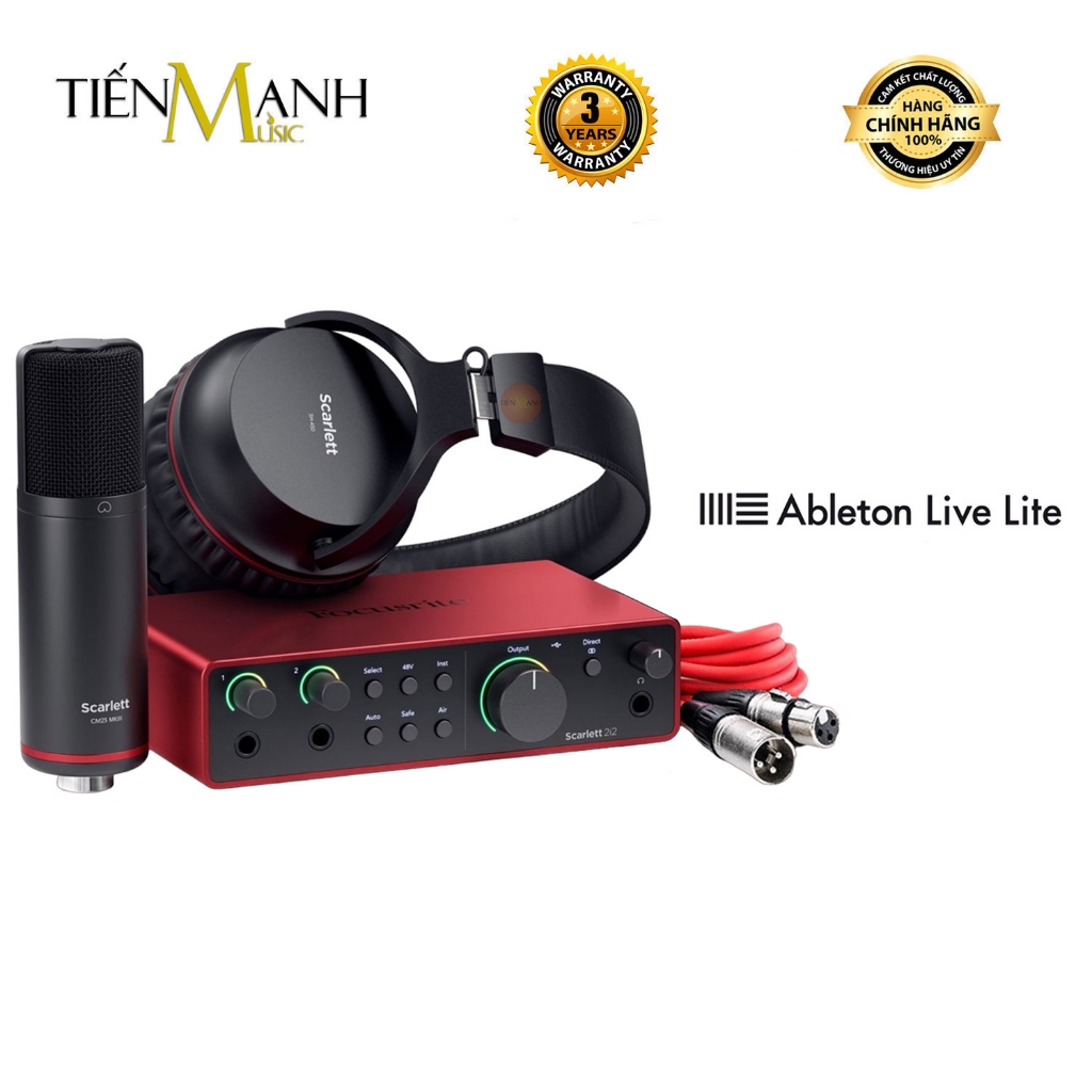[Chính Hãng, Bảo Hành 3 Năm] Full Bộ SoundCard Focusrite 2i2 Studio Gen 4 - Sound Card Scarlett Thu 