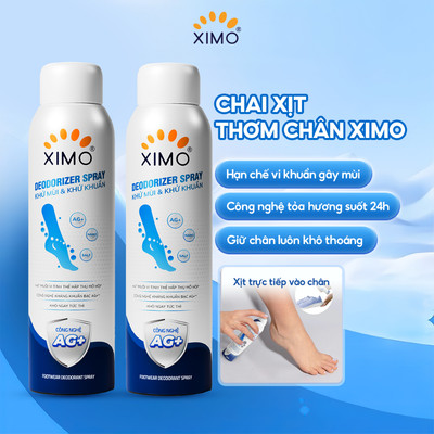 Xịt thơm chân Ximo 200ml giúp khử mùi hôi chân và khử mùi giày ngăn tiết mồ hôi và vi khuẩn gây mùi