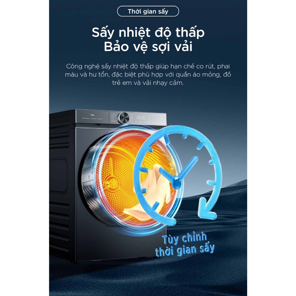 【HEAT PUMP】Máy Sấy Bơm Nhiệt TCL 10KG, AI Tiết Kiệm Điện, Bảo vệ sợi vải, TDH100-C682G, BH 2 Năm, Lắp đặt 0đ HCM HN | BigBuy360 - bigbuy360.vn