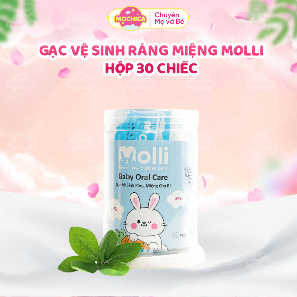 Gạc vệ sinh răng miệng Molli, hộp 30 chiếc - Mochica