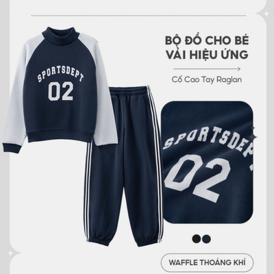 Bộ Đồ Kid YODY Set Áo Cổ Cao Tay Raglan Phối Màu OCSL25F038
