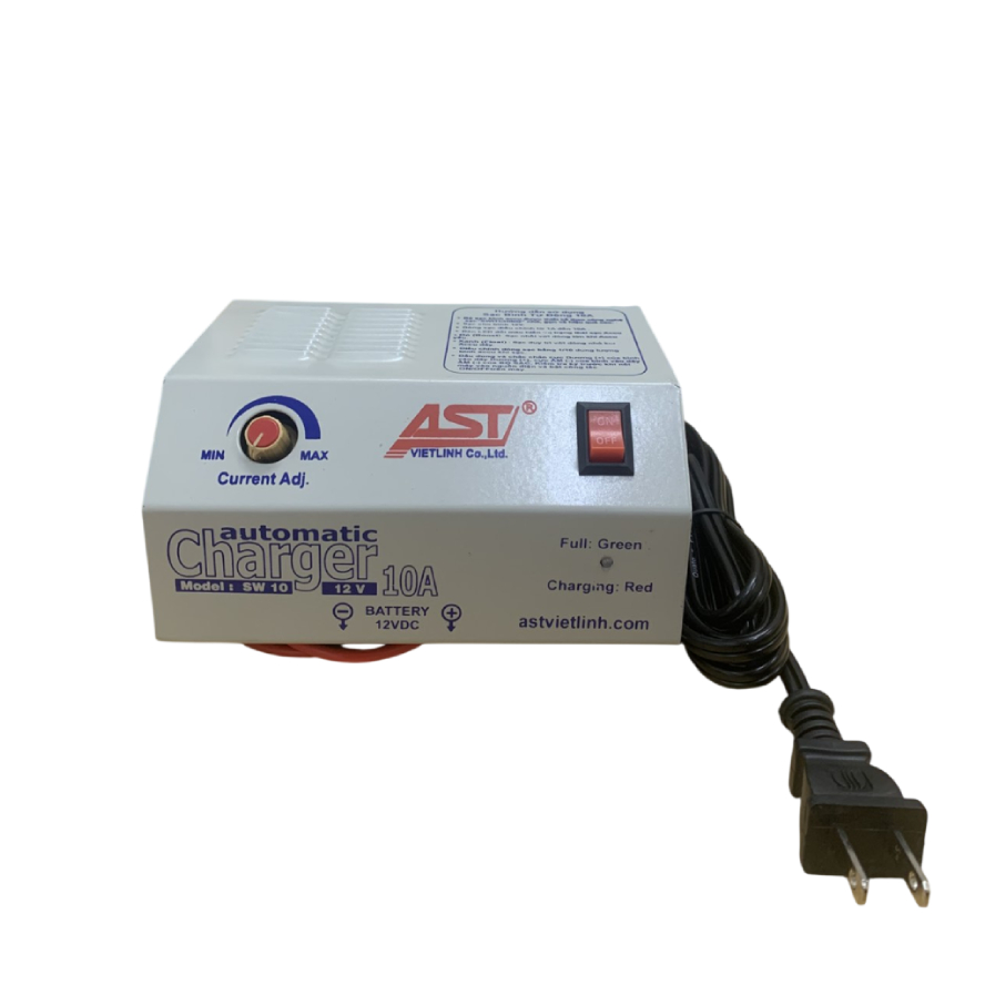 Sạc Ắc Quy Tự Động AST 10A 12V, Bộ sạc bình ắc quy từ 3ah - 200ah, sạc bình ắc quy cho xe máy đến ô 