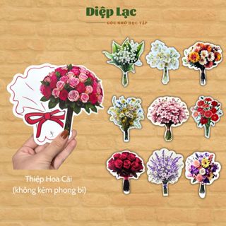 (10-50c) Thiệp Hoa Cài ko kèm phong bì thiệp 8/3 20/10 20/11 Sinh Nhật Thiệp Chúc Mừng Bó Hoa Decor