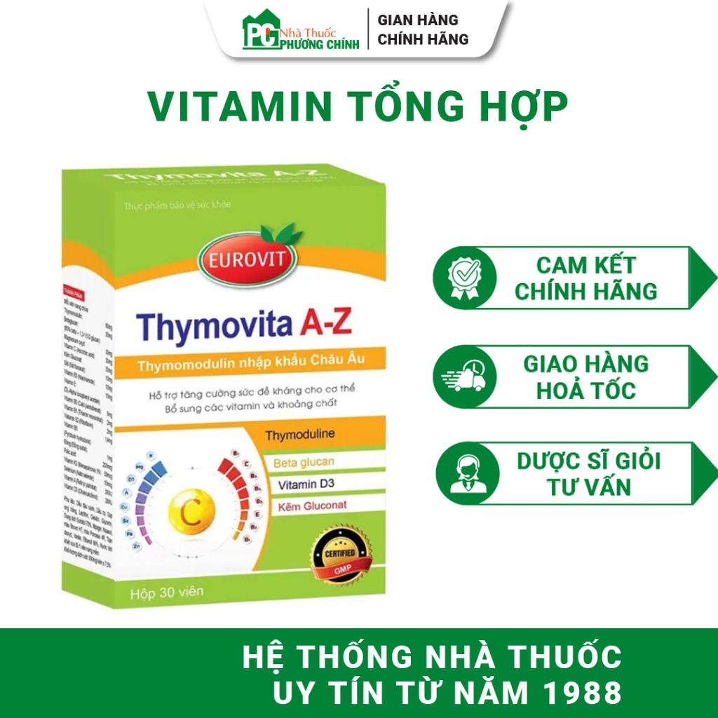 Vitamin Tổng Hợp Eurovit Thymovita A-Z - Hỗ Trợ Nâng Cao Sức Đề Kháng 30 Viên/Hộp