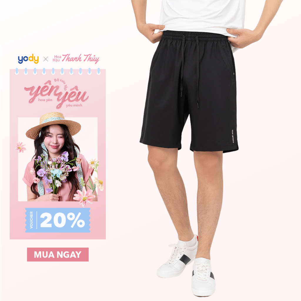 Quần short nam YODY quần đùi thể thao chất gió mát thoát mồ hôi MAJT25A047