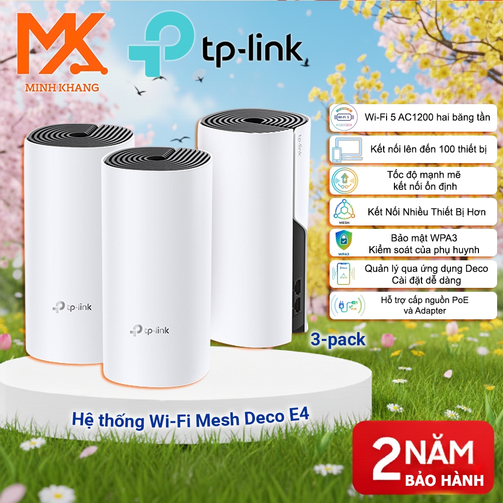 TP-Link Deco E4 AC1200 – Bộ Wi-Fi Mesh Gia Đình, Loại Bỏ Điểm Chết, Dễ Cài Đặ